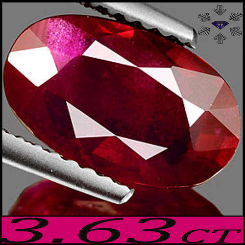 3.63 CT NATURAL GEM RED PINK RUBY, A GEMSTONE FROM MOZAMBIQUE POLISHED IN AN ELONGATED OVAL .