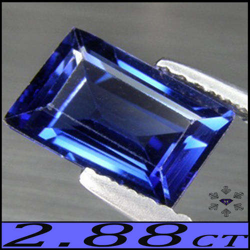 2.88 CT EYE CARESSING INDIAN INK BLUE NATURAL SAPPHIRE, A BAGUETTE STEP POLISHED GEMSTONE