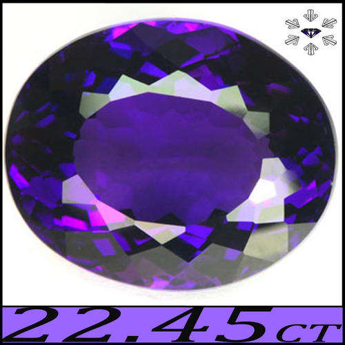 22.45 CT TANTALIZING DEEP PURPLE AMETHYST GEMSTONE, A BRAZILLIAN BRILLIANT MULTI FACETED OVAL.