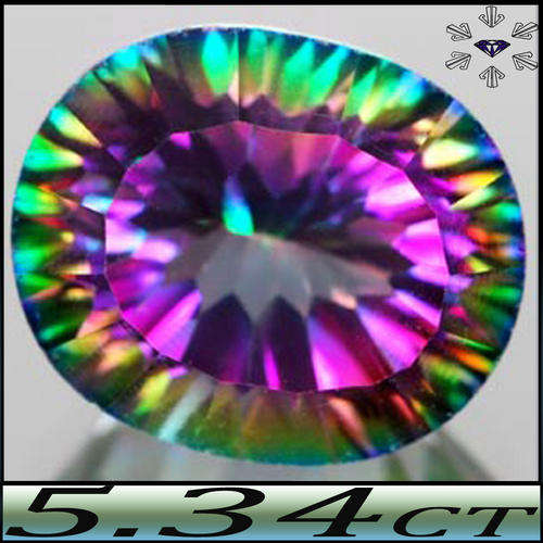 5.34 CT FIRE GREEN RAINBOW MYSTIC QUARTZ FROM BRAZIL, STUNNING DISPLAY OF COLOURS.