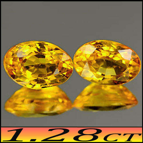 1.28 CT AFRICAN GOLDEN SUNET YELLOW PAIR OF CLEAN NATURAL UNHEATED SONGEA SAPPHIRE GEMSTONES.