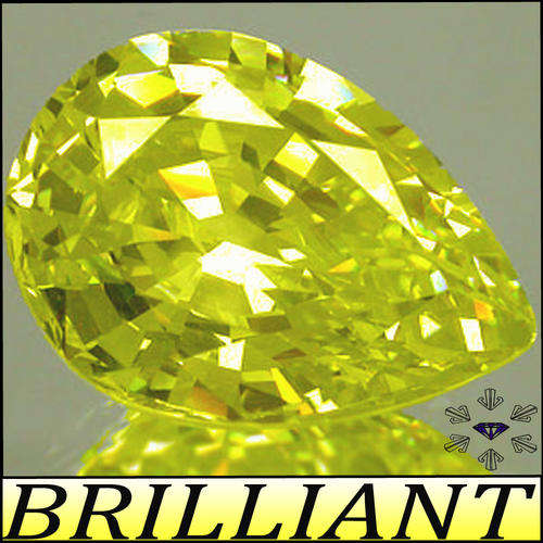 7.90 CT YELLOW CANARY COLOUR BRILLIANT PEAR POLISHED DIAMOND SIMULANT.