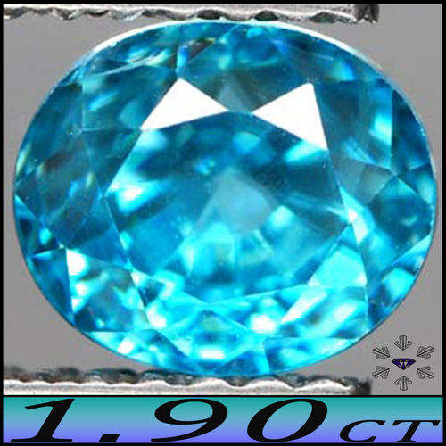 1.90CT NATURAL VIVID BLUE ZIRCON, A STUNNING OVAL POLISHED CAMBODIAN GEMSTONE
