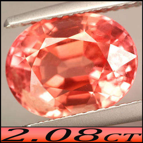 2.08 CT PINKISH ORANGE LOTUS BLOSSOM BRILLIANT SHINING PADPARADSCHA SAPPHIRE, A TANZANIA OVAL GEM.