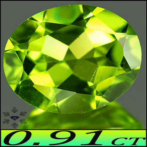 0.91 CT EYE CLEAN GREEN NATURAL OVAL POLISH PERIDOT GEM FROM THAILAND..
