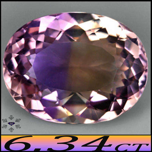 6.34CT GUARANTEED NATURAL AMETRINE GEMSTONE PERFECT POLISHED PORTUGUESE OVAL.
