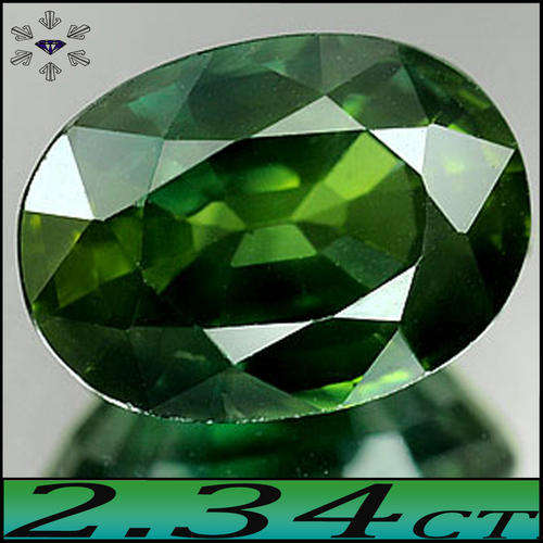 2.34CT DELICATE CLEAN [VVS] INTENSE GREEN PERFECT SPARKLING OVAL SAPPHIRE.