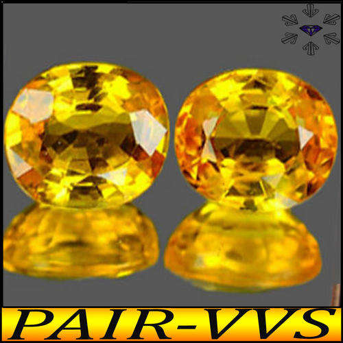 1.33CT MATCHING PAIR OF SAPPHIRE [VVS] ~ VIVID YELLOW ORANGE NATURAL OVAL SONGEA GEMSTONES.