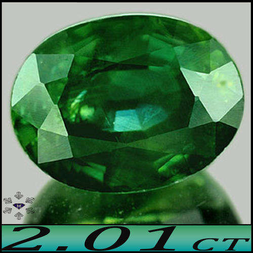 2.01CT SAPPHIRE [VS] - NATURAL BLAZING BLUISH GREEN CLEAN OVAL POLISHED GEMSTONE.