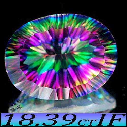18.39CT FIRE GREEN RAINBOW MYSTIC QUARTZ FROM BRAZIL, STUNNING DISPLAY OF COLOURS.