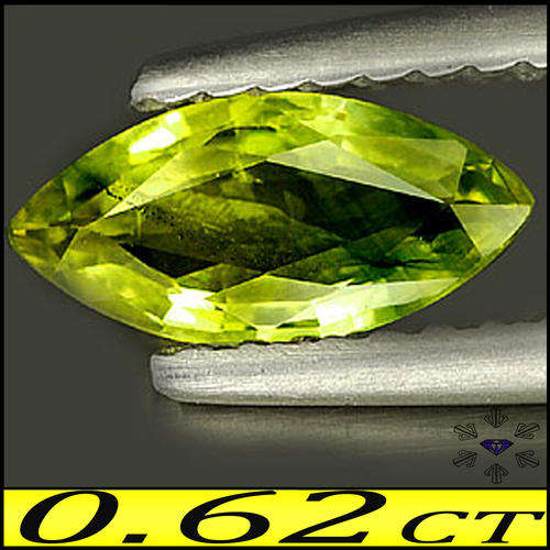 0.62ct LIME GREEN SAPPHIRE [SI] ~ LUSTROUS MASTERFULLY POLISHED MARQUISE