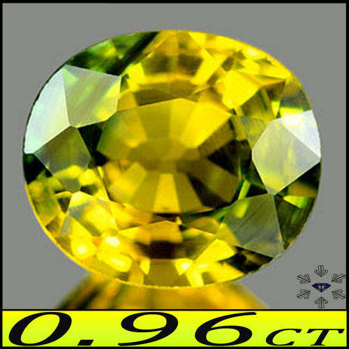 0.96 CT CLEAN SAPPHIRE [VS] ~ STUNNING NATURAL PARTY COLOUR OVAL GEM. (YELLOW AND GREEN ZONES)