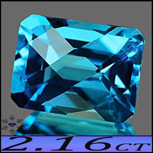 2.16CT CHECKERBOARD TOPAZ - NATURAL UNTREATED SWISS BLUE OCTAGON GEMSTONE