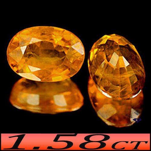 1.58 CT PRESTINE PAIR OF GOLDEN SUNNY YELLOW ORANGE NATURAL SONGEA SAPPHIRE GEMSTONES.