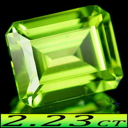 2.23CT VIVID GREEN PERIDOT [VVS], RARE UNHEATED NATURAL THAILAND OCTAGON GEMSTONE