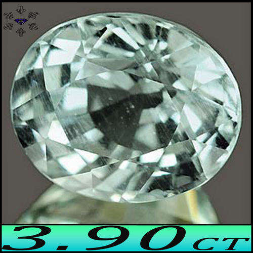 3.90 CT UNHEATED AQUAMARINE [VS] ~ NATURAL LIGHT BLUE BRAZILIAN OVAL GEMSTONE.