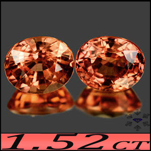 1.52CT UNHEATED PADPARADSCHA SAPPHIRE [VVS] ~ EXCEPTIONALLY RARE VIVID ORANGE PINK OVAL SONGEA PAIR.