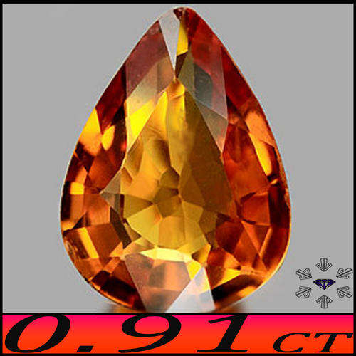 0.91CT NATURAL UNHEATED SAPPHIRE [SI] ~ FANCY SONGEA REDDISH ORANGE PERFECT PEAR GEMSTONE.