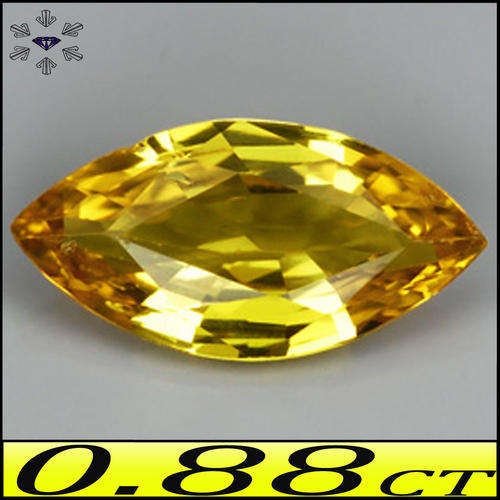 0.88CT UNHEATED CEYLON SAPPHIRE [VS] ~ INTENSE YELLOW NATURAL GEM POLISHED IN A MAGICAL MARQUISE.