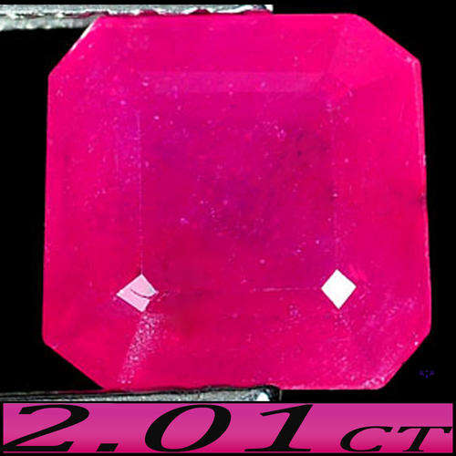 2.01CT RED PINK NATURAL RUBY [VS] ~ STEPPED SQUARE POLISHED MOZAMBICAN GEMSTONE.