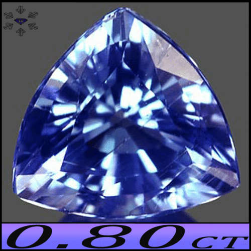 0.80CT NATURAL TANZANITE TRILLIANT VIVID VIOLET BLUE GEMSTONE WITH VIOLET FIRE.