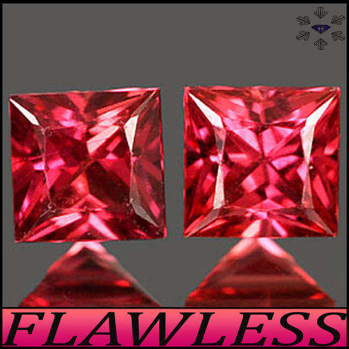 0.45CT FLAWLESS UNHEATED SONGEA SAPPHIRE ~ RARE TOP RED NATURAL PERFECT SQUARE PRINCESSES.