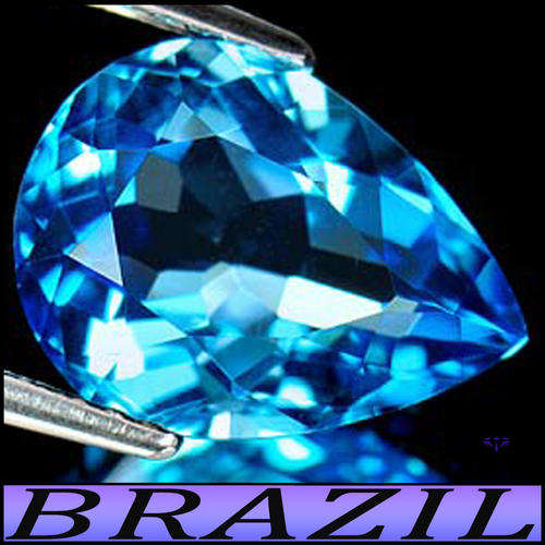 4.30ct NATURAL UNTREATED TOPAZ [VVS] ~ LOOP CLEAN VIVID SWISS BLUE FANCY PEAR GEMSTONE