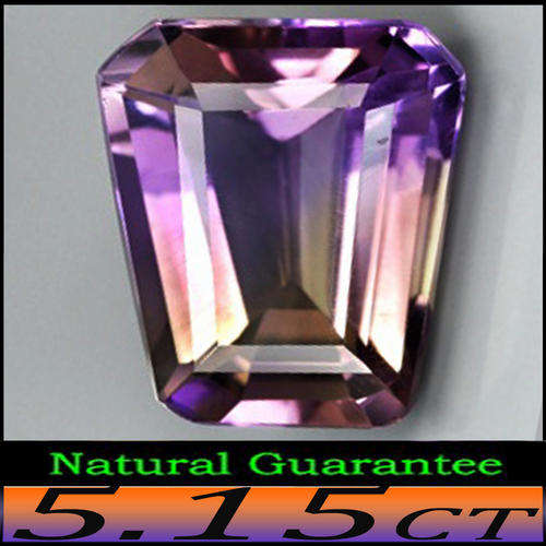 5.15CT VIVID AMETRINE [VVS] ~ NATURAL YELLOW PURPLE UNHEATED FANCY POLISHED OCTAGON GEMSTONE.