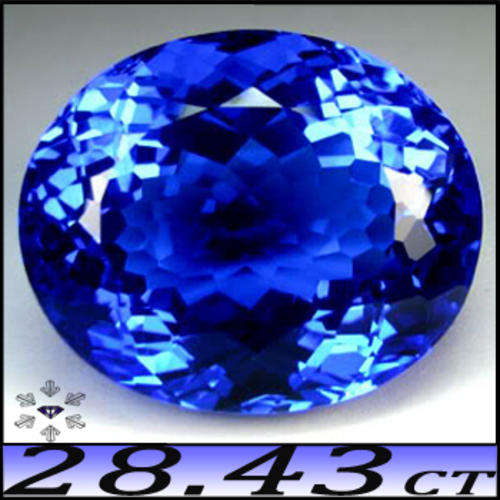 28.43CT TANZANITE BLUE COLOUR QUARTZ [VVS] ~ NATURAL FANCY OVAL GEMSTONE.