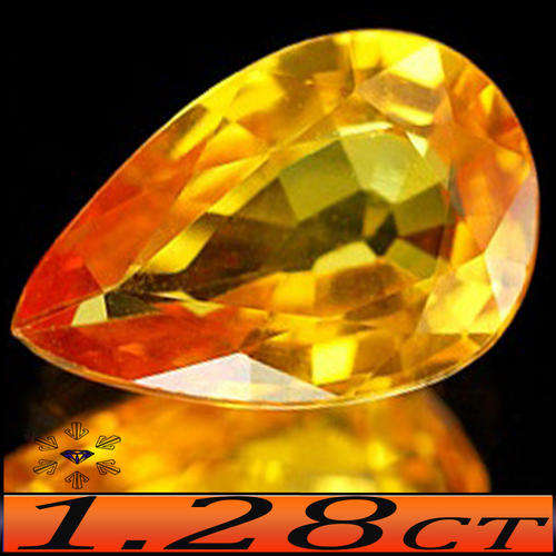 1.28CT GOLDEN ORANGE FLAWLESS SAPPHIRE ~ IMMACULATE UNHEATED NATURAL SONGEA PEAR GEM.
