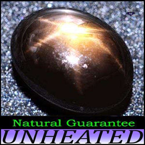 6.22CT NATURAL UNHEATED STAR SAPPHIRE (6-RAY) ~ GOLDEN METALLIC BLACK BROWN THAILAND CABOCHON