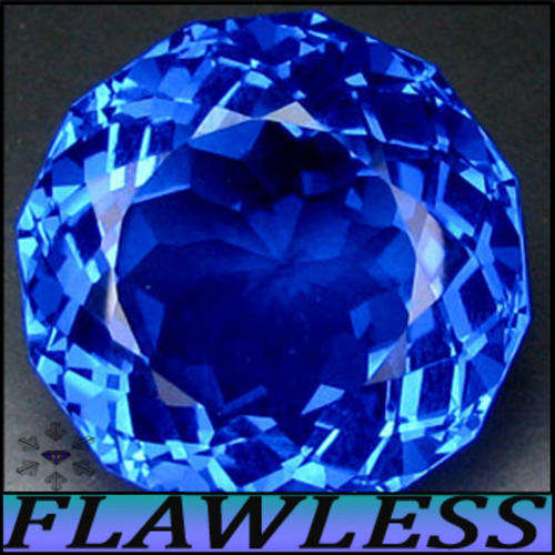 23.37CT MAGNIFICENT QUARTZ [VVS] ~ A TANZANITE BLUE COLOURED MULTI FACETED ROUND GEMSTONE.