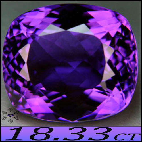 18.33CT AMETHYST BLUISH VIOLET FANCY MULTI FACET CUSHION POLISHED GEMSTONE