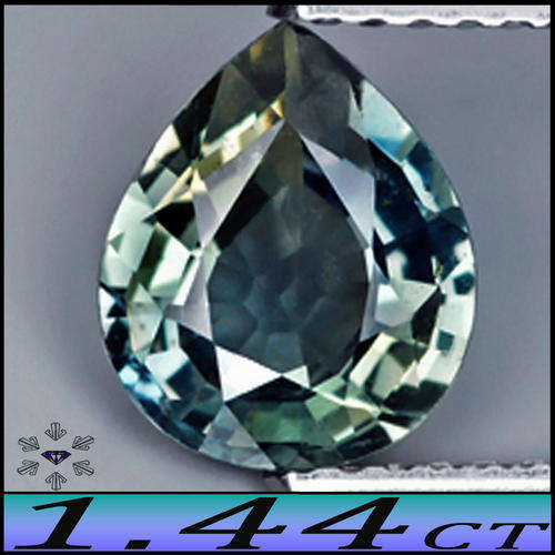 1.44CT SPECTACULAR UNHEATED SAPPHIRE [VS] ~ GEM TRI-COLOUR GREENISH YELLOWISH BLUE PERFECT PEAR.