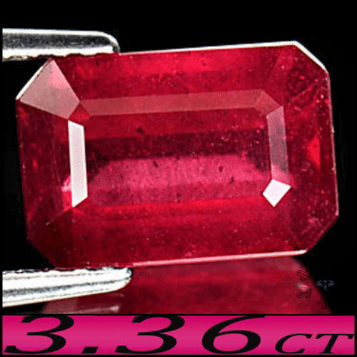 3.36CT MADAGASCAN RUBY [VS] ~ DELICIOUS DEEP PURPLE RED STEPPED OCTAGON GEMSTONE