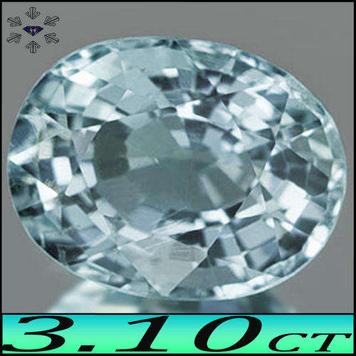 3.10CT AQUAMARINE [VS] ~ UNHEATED LIGHT BLUISH NATURAL OVAL POLISHED GEM