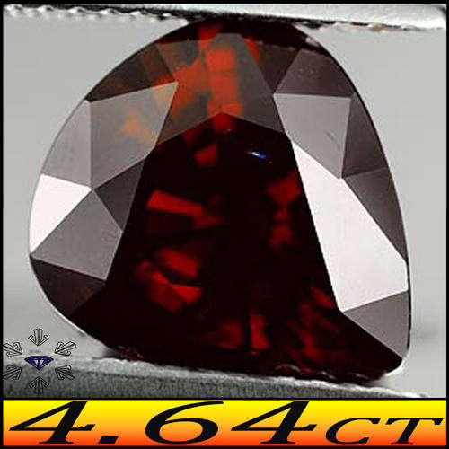 4.64CT GARNET [VS] ~ NATURAL GEM ORANGEY RED CLEAN PERFECT NIGERIAN PEAR GEMSTONE