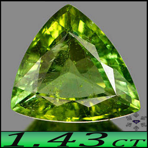 1.43CT BRILLIANT TRILLIANT TOURMALINE [VS] ~ PERFECT POLISHED GREEN NIGERIA GEM.