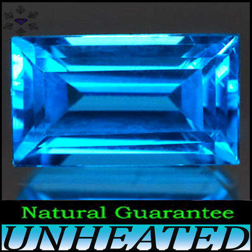 0.70ct NATURAL BRILLIANT BRAZIL TOPAZ [VVS] ~ VIVID SWISS BLUE BAGUETTE GEMSTONE
