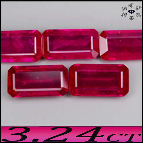 3.24CT PINKISH RED RUBY PAIR [VS] ~ PERFECT BAGUETTE POLISHED GEMS