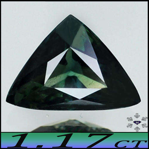 1.17ct UNHEATED SAPPHIRE ~ VIVID GREENISH BLUE MADAGASCAN TRILLIANT GEM