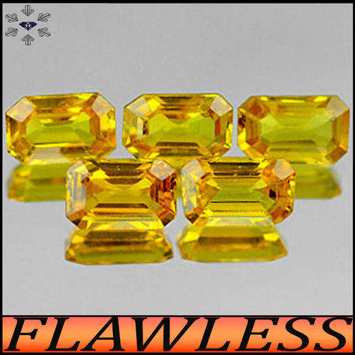 1.77ct  PARCEL OF FIVE MATCHING SONGEA SAPPHIRE'S [VVS] ~ GOLDEN EMERALD OCTAGON NATURAL GEMSTONES