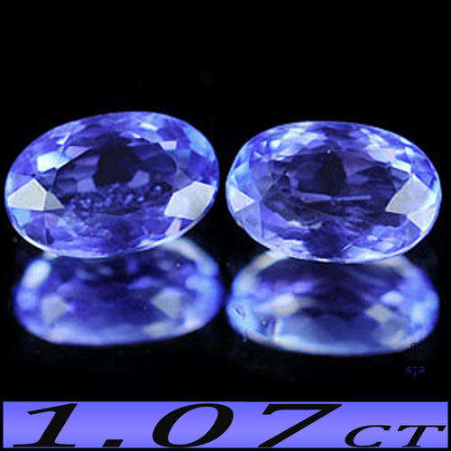 1.07ct CALIBRATED TANZANITE PAIR [VS] ~ NATURAL VIVID VIOLET BLUE OVAL GEMSTONES