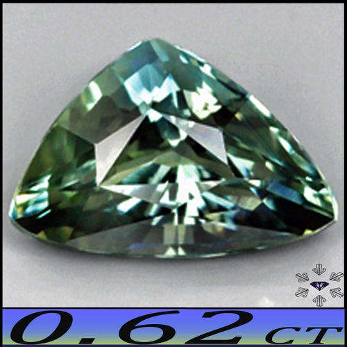 0.62ct UNHEATED SAPPHIRE [VS] YELLOW-GREEN-BLUE TRI-COLOUR TRILLIANT