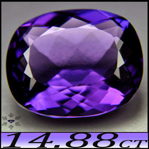 14.88ct BLUISH PURPLE AMETHYST [VS] ~ NATURAL VIVID GORGEOUS FANCY CUSHION