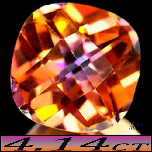 4.14CT GEM TWILIGHT TOPAZ [IF] FLAWLESS BRAZILIAN CUSHION CHECKERBOARD