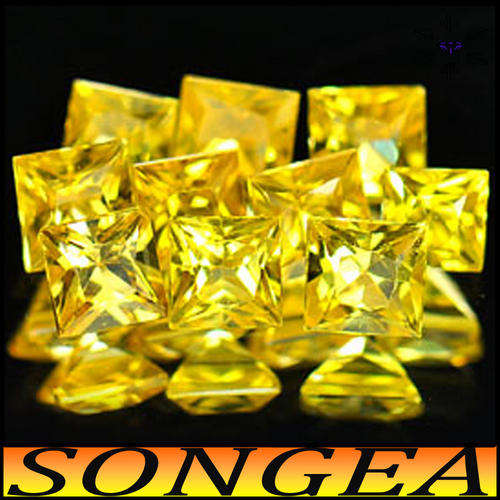 2.00CT SONGEA SAPPHIRES [VS] TEN SQUARE NATURAL YELLOW PRINCESS GEMS