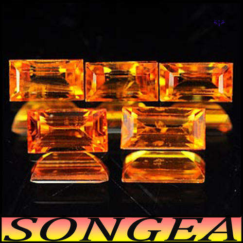 1.40ct NATURAL SAPPHIRES [IF] ~ FIVE FLAWLESS REDDISH ORANGE SONGEA BAGUETTES