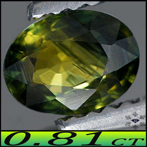0.81CT THAILAND SAPPHIRE NATURAL YELLOW GREEN EYE CLEAN OVAL GEM