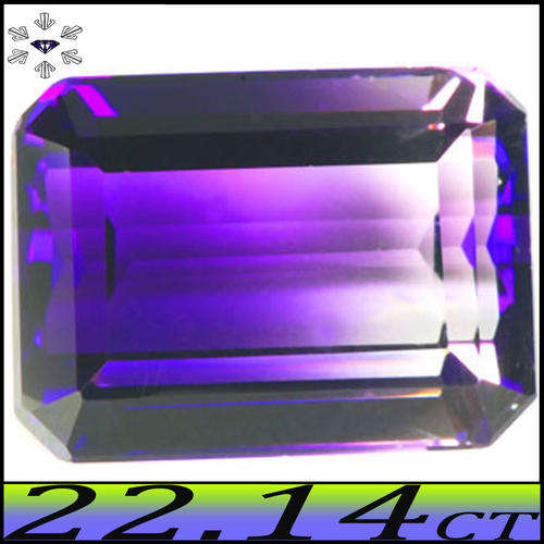 22.14CT BI-COLOUR AMETHYST QUARTZ [VVS] HYDRO THERMAL STEPPED EMERALD OCTAGON